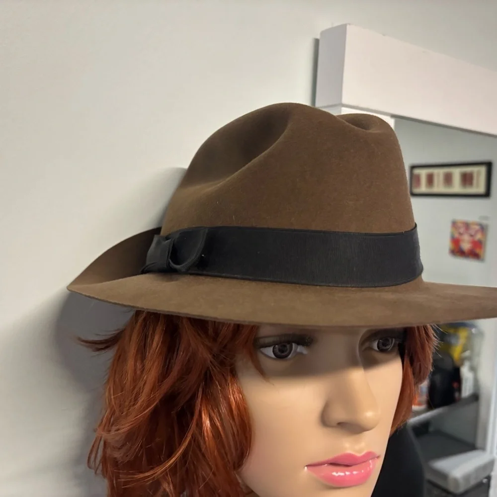 New! Biltmore Classic Brown Fedora Hat with Black Band-Sz 7 - Picture 3 of 6